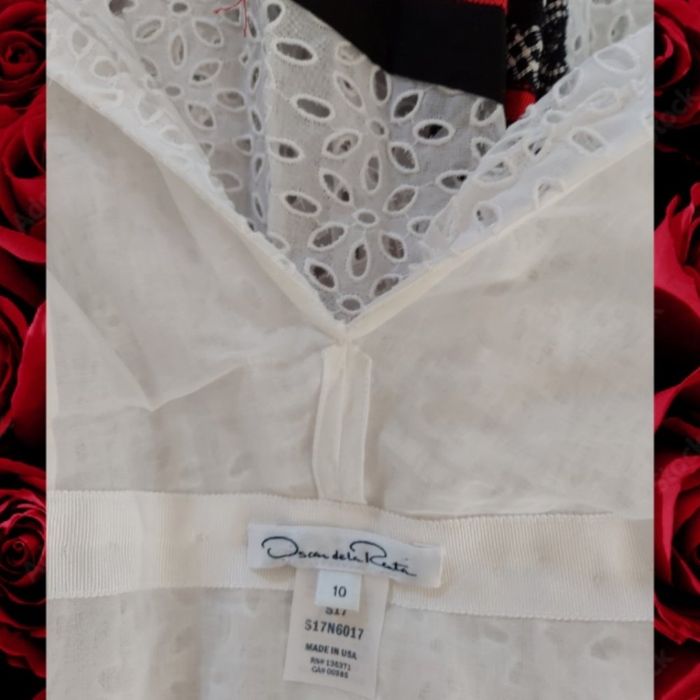 ◇$3990 OSCAR DE LA RENTA NEW GORGEOUS WHITE EYELET MIDI RUNWAY DRESS US 4 - Picture 6 of 13